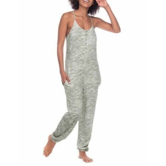 Honeydew Pants - One Piece Jumpsuit Womens L Grey Green Camo Lounge Loose Comfy Casual Honeydew
